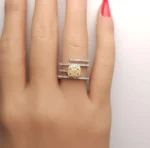 18K Solid Gold Cushion Lab Grown Yellow Diamond 1.09 Carat Cocktail Ring - Image 5