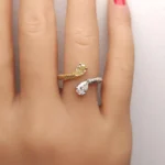 18K Solid Gold Pear Natural Fancy Light Yellow Diamond 1.24 Carat Ring - Image 5