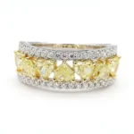 18K Solid Gold Heart Natural Yellow Diamond 2.09 Carat Cocktail Ring - Image 3