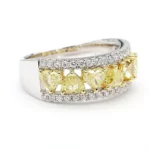 18K Solid Gold Heart Natural Yellow Diamond 2.09 Carat Cocktail Ring - Image 4