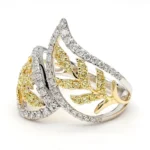 18K Solid Gold Round Natural Yellow Diamond 0.90 Carat Cocktail Ring - Image 2