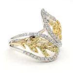 18K Solid Gold Round Natural Yellow Diamond 0.90 Carat Cocktail Ring - Image 4