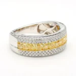 18K Solid Gold Cushion Natural Yellow Diamond 1.95 Carat Cocktail Ring - Image 3