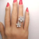 18K Solid Gold 2.62 Carat Pear White Lab Grown Diamond Cocktail Ring - Image 5