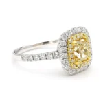 18K Solid Gold 1.95 Carat Cushion Yellow Natural Diamond Cocktail Ring - Image 2