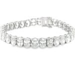 18K Solid Gold 7.00 CTW Oval Natural Diamond Tennis Bracelet