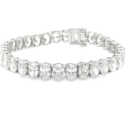 18K Solid Gold 7.00 CTW Oval Natural Diamond Tennis Bracelet