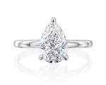 18K Solid Gold 1ct Pear Cut Natural Diamond in a Classic Solitaire Engagement Ring