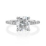 18K Solid Gold 3 Carat Cushion Cut Natural Diamond Engagement Ring