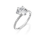 18K Solid Gold 2.5 CT Round Cut Natural Diamond Classic Pave 6 Prong Engagement Ring - Image 2