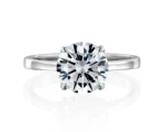 18K Solid Gold 3ct Round Brilliant Natural Diamond in Classic 4 Prong Solitaire Engagement Ring