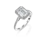 18K Solid Gold 2.3ct Emerald Cut Lab Grown Diamond Halo Engagement Ring - Image 2