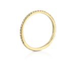 18K Solid Gold Skinny Thin Dainty Wedding Band With Paved Natural Diamonds - Image 3