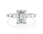 18K Solid Gold 3 Carat Emerald Cut Natural Diamond Solitaire Anniversary Engagement Ring