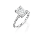 18K Solid Gold 3 Ct Emerald Cut Natural Diamond Engagement Ring - Image 6