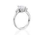 18K Solid Gold 2ct Pear Cut Natural Diamond with Pear Side Stones Three Stone Engagement Ring - Image 3