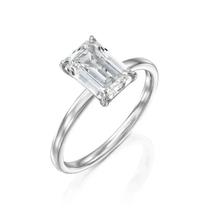18K Solid Gold 2 Ct Emerald Cut Natural Diamond Engagement Ring