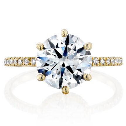 18K Solid Gold 2.5 Carat Round Brilliant Diamond Engagement Ring