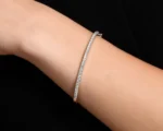 18K Solid Gold Natural Diamond Bangle Bracelet - Image 3