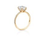 18K Solid Gold 1ct Radiant Cut Natural Diamond with Split Prongs and Classic Pave Engagement Ring - Image 3