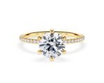 18K Solid Gold 1.50ct Round Brilliant Natural Diamond Set in a 6 Prong Classic Pave Engagement Ring - Image 5
