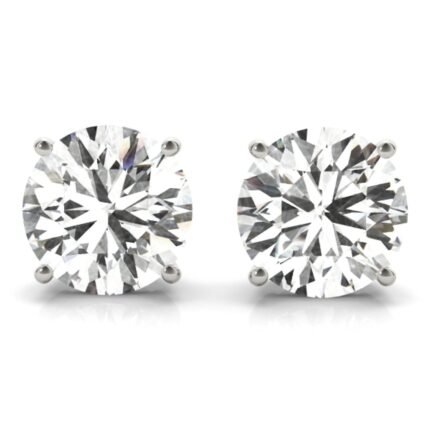 18K Solid Gold 1.00 CTW Natural Diamond Solitaire Stud Earrings – April Birthstone