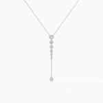 18K Solid Gold Natural Diamond Cushion & Round Lariat Necklace - Image 3
