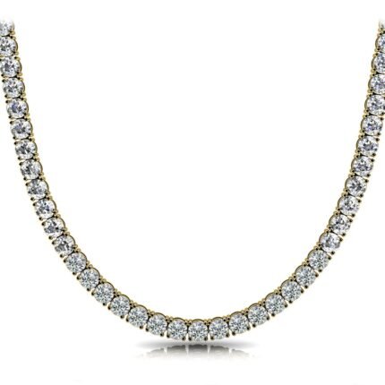 18K Solid Gold Natural Diamond Tennis Necklace