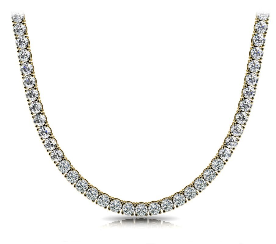 18K Solid Gold Natural Diamond Tennis Necklace