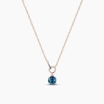 18k Solid Gold 1.00ct Round Blue-green Sapphire & Natural Diamond Necklaces For Women - Image 2
