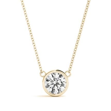 18K Solid Gold 1.00 CTW Natural Diamond Bezel-Set Solitaire Pendant
