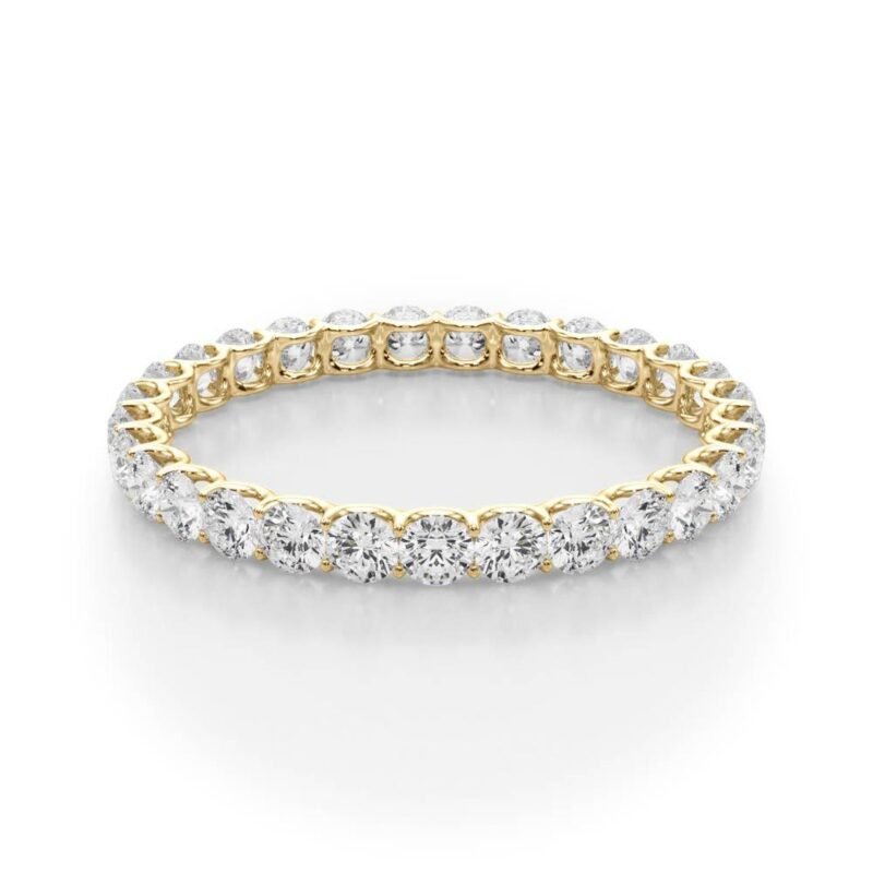 18K Solid Gold Natural Diamond U-Prong Eternity Band