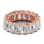 18K Solid Gold 2ct Emerald Cut Natural Diamond Eternity Band – Wedding Ring - Image 3