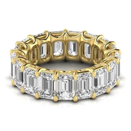 18K Solid Gold 2ct Emerald Cut Natural Diamond Eternity Band – Wedding Ring