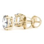 18K Solid Gold 1.00 CTW Natural Diamond Solitaire Stud Earrings – April Birthstone - Image 2