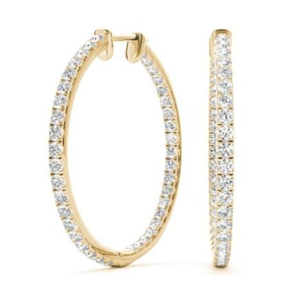 8K Solid Gold 0.60 CTW Natural Diamond Inside-Out Hoop Earrings | Pavé Set