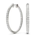 8K Solid Gold 0.60 CTW Natural Diamond Inside-Out Hoop Earrings |  Pavé Set - Image 6