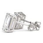 18K Solid Gold 1.00 CTW Natural Diamond Emerald Cut Stud Earrings - Image 5