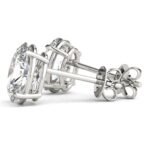 18K Solid Gold 1.00 CTW Natural Diamond Oval Cut Stud Earrings - Image 6