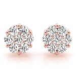 18K Solid Gold 1.90 CTW Lab Grown Diamond Floral Cluster Stud Earrings - Image 4