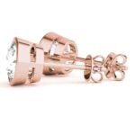 18K Solid Gold Natural Diamond Bezel Set Round Stud Earrings - Image 4