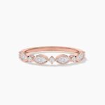 18k Solid Gold Marquise and Round Cut Lab Grown Diamond Band | Stackable Half Eternity Band - Image 3
