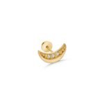 18K Solid Gold Natural Diamond Moon Stud Earring