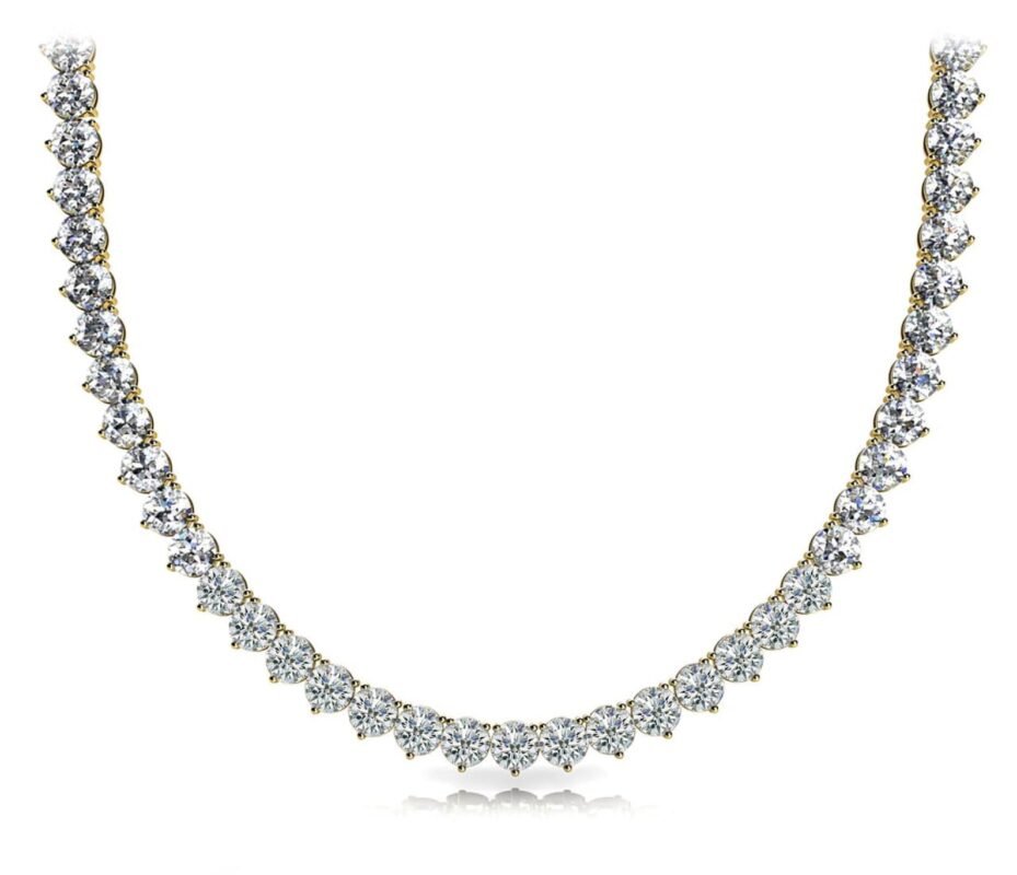 18K Solid Gold 6.00 CTW Natural Diamond Tennis Necklace