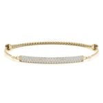 18K Solid Gold 0.75 Ct Natural Diamond Three-Row Bar Bracele