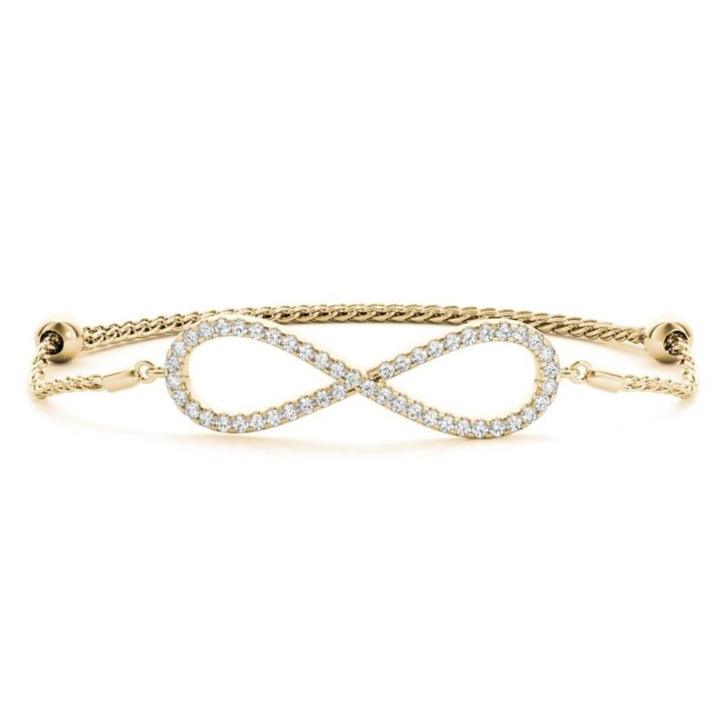 18K Solid Gold 0.50 Ct Natural Diamond Infinity Bracelet