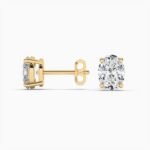 18k Solid Gold Oval Cut Natural Diamond Wedding Stud Earrings - Image 3