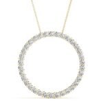 18K Solid Gold 1.00 CTW Natural Diamond Circle Pendant Necklace