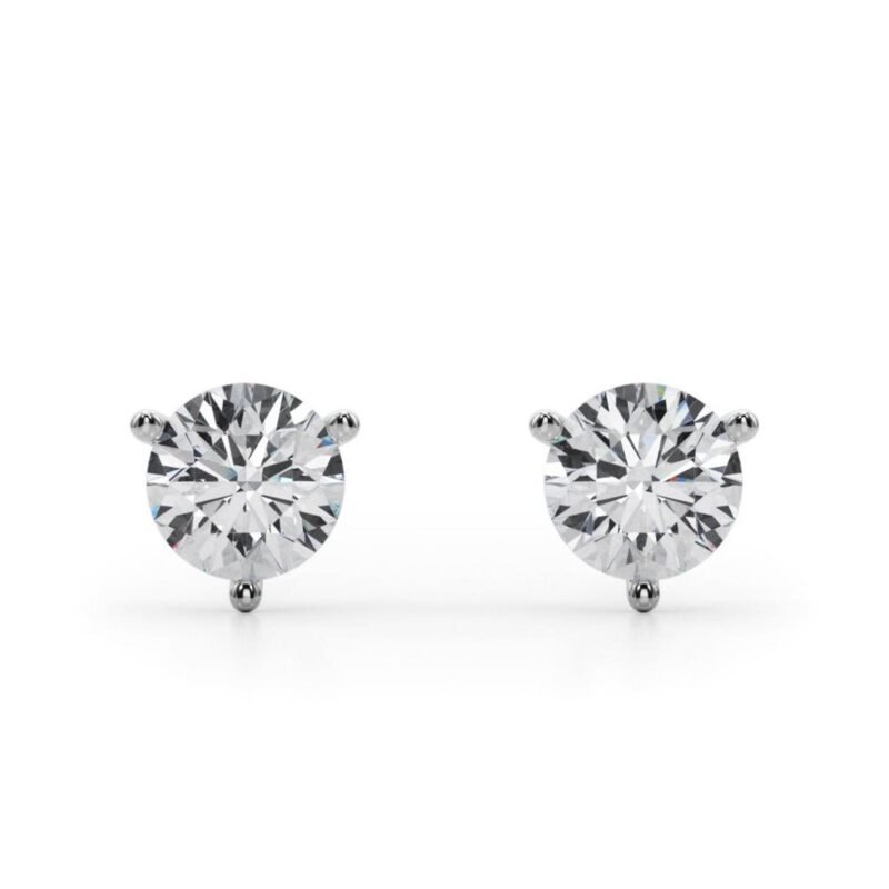 18K Solid Gold 1.00 CTW Natural Diamond Martini-Set Stud Earrings