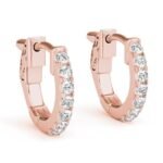 18K Solid Gold Natural Diamond Huggie Earrings – Shared Prong Setting